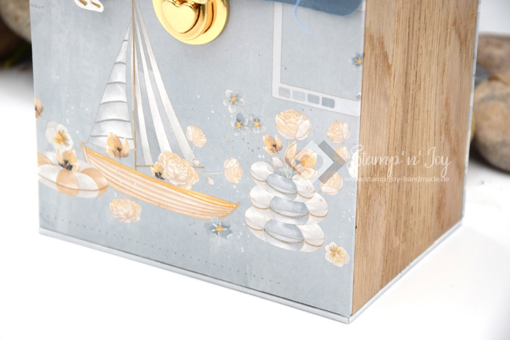 Klötzchenbox ca. 13,5x21,5x9,5 cm | Einband Designpapier maritim | Art. Nr. 97040510